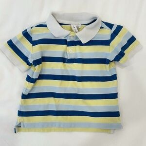 Janie and Jack Striped Polo in Blue, Yellow & Light Blue